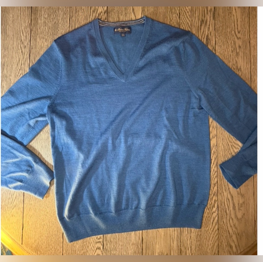 Brooks Brothers Men’s 100% MERINO WOOL Blue Sweater